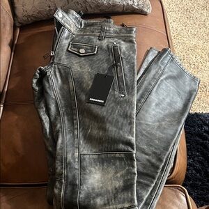 DSQUARED Black Leather Pants